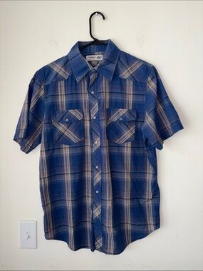 urban pipeline Blue Plaid Short-Sleeve Button-Down Shirt
